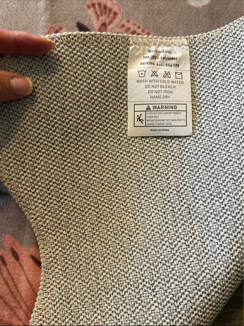 NWOT..Floral Rug Runner with Non Slip Rubber Backing Size 2'6